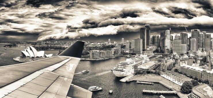 flying over the Sydney harbour